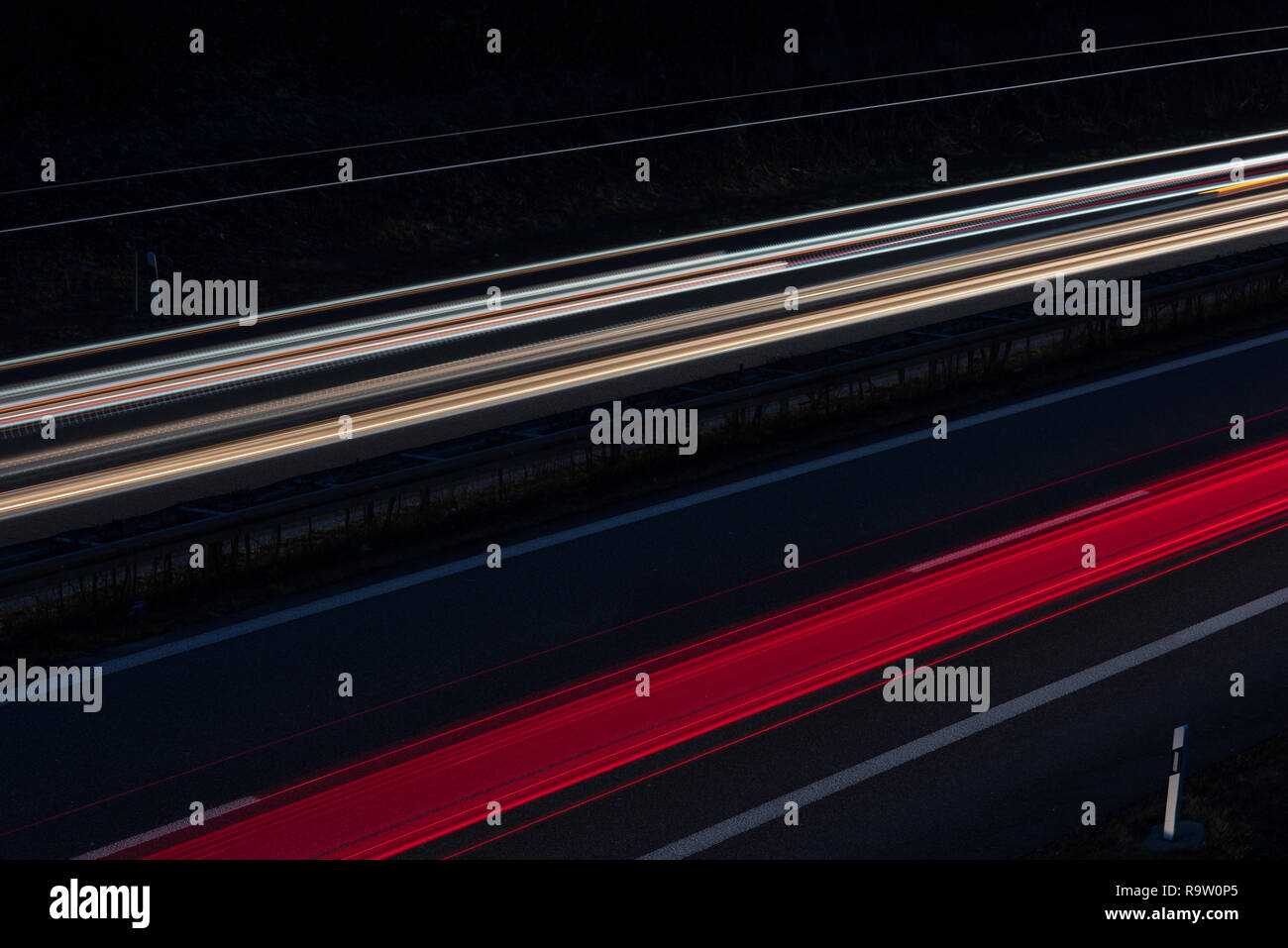 light trails at Highway in germany Stock Photo