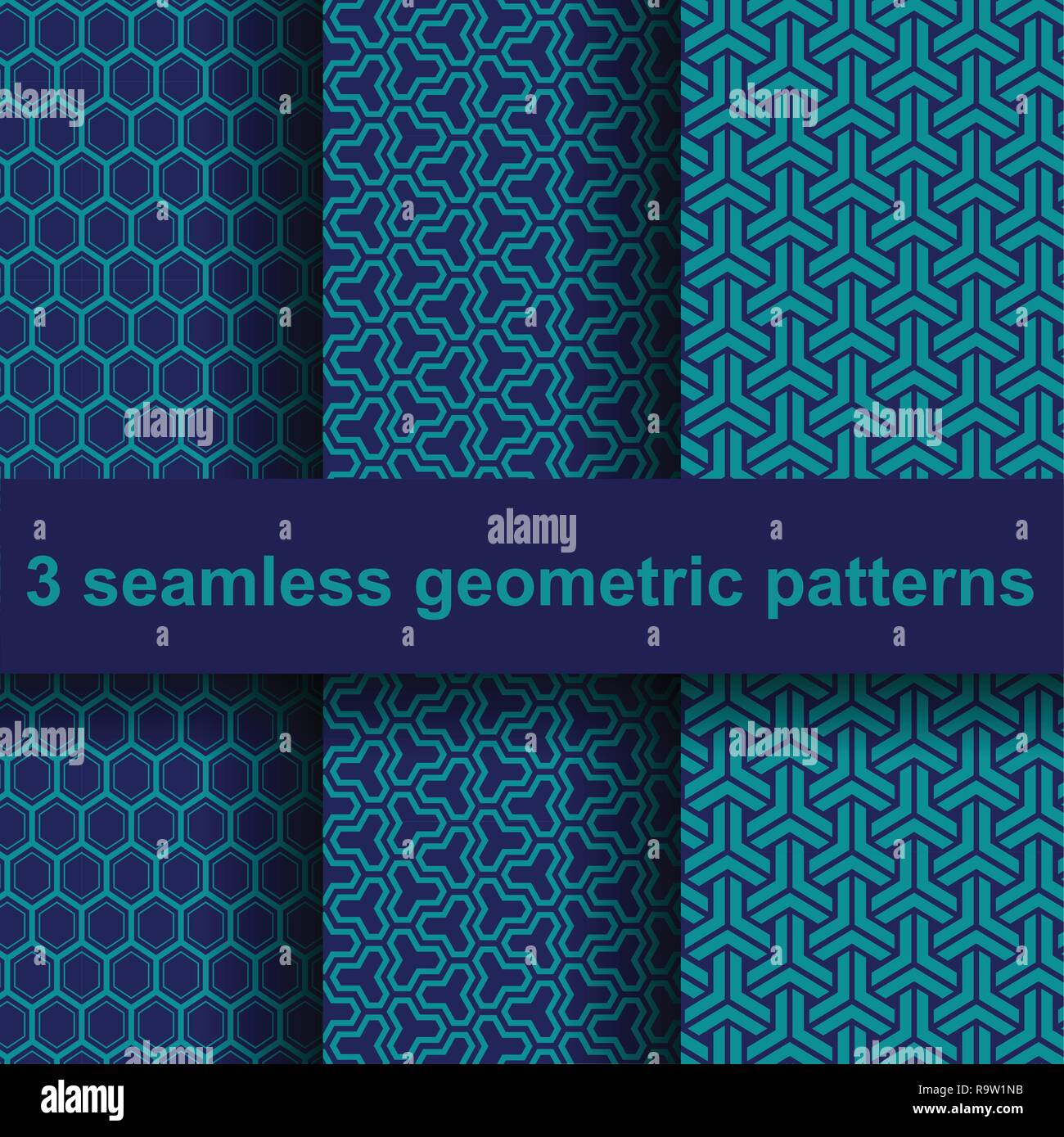 3 seamless geometric patterns. Stock Vector