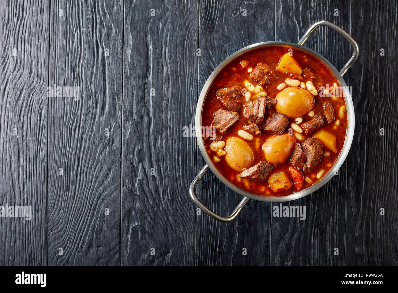 Traditional Jewish Cholent or Hamin main dish for the Shabbat meal