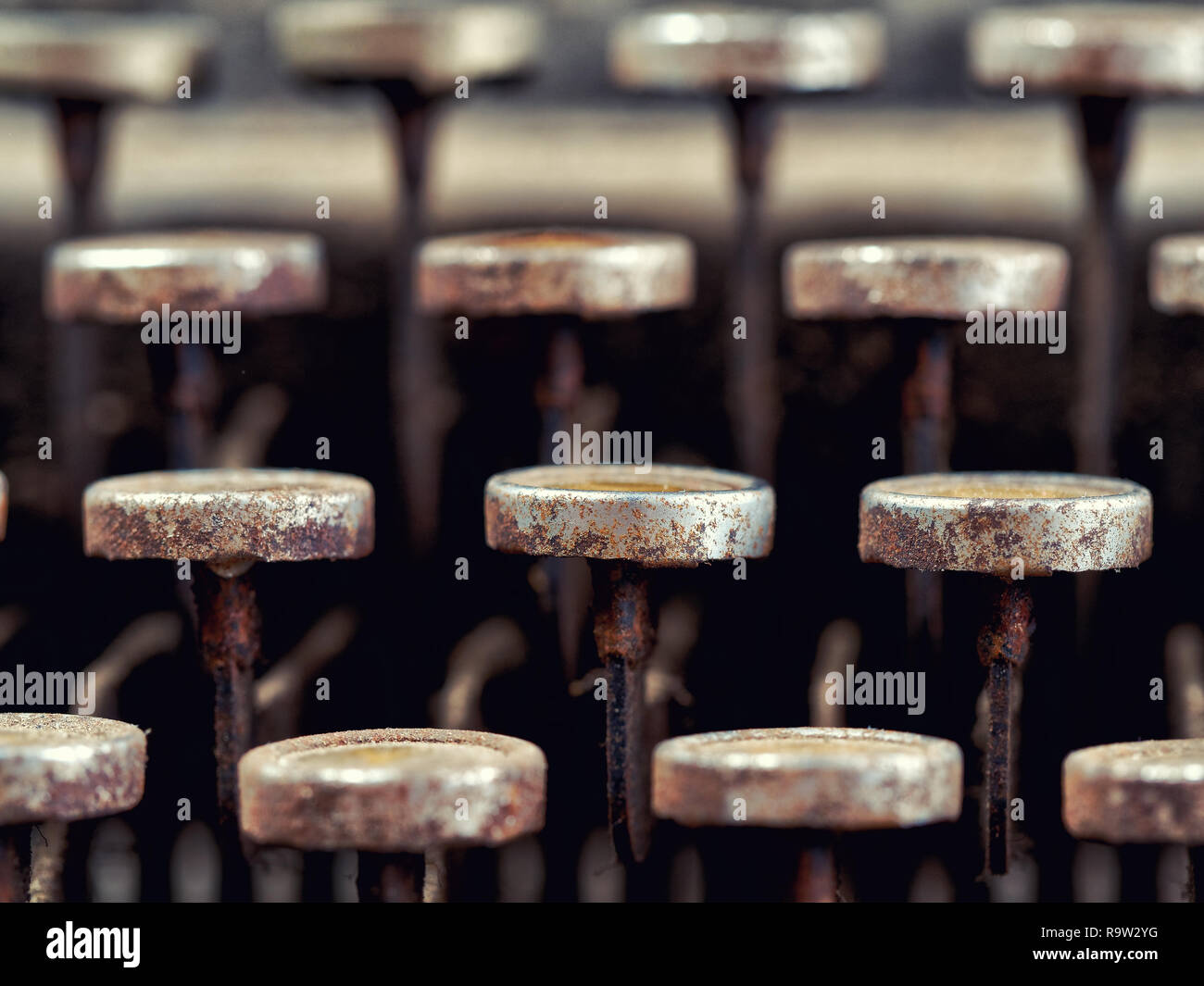 Closeup Keys typewriter covered with dust	 Stock Photo