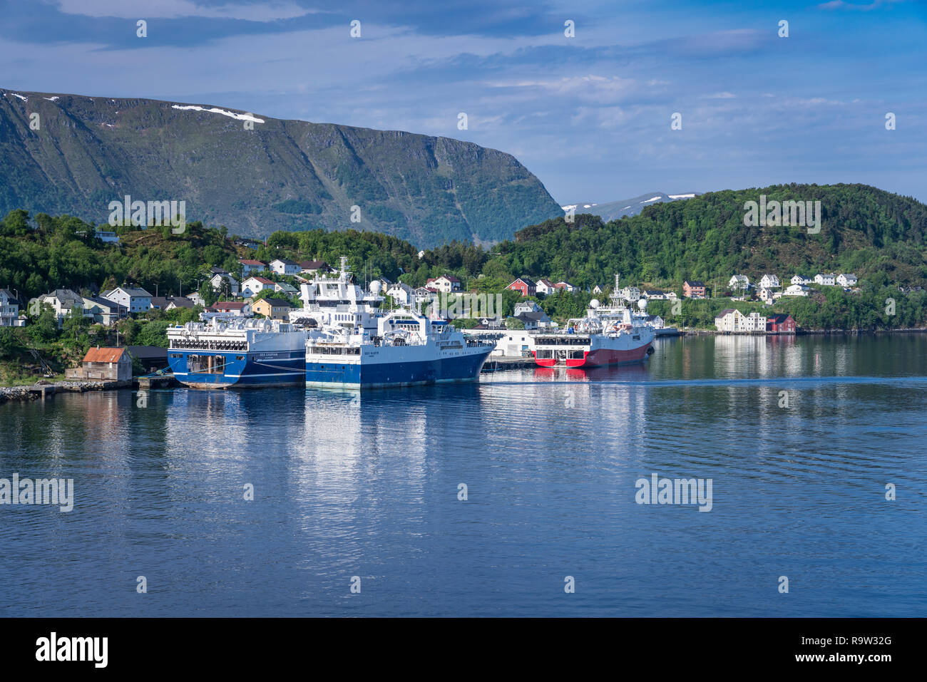 Bays and inlets surrounding the city of Alesund, Norway, Europe Stock ...