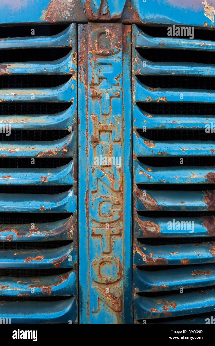 Rust and decay patterns of a truck grill in a Montana ghost town. USA Stock Photo