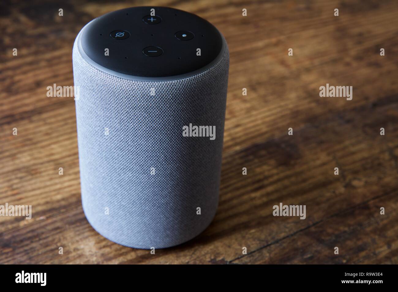2nd generation Echo Plus smart home hub with Alexa Stock Photo - Alamy
