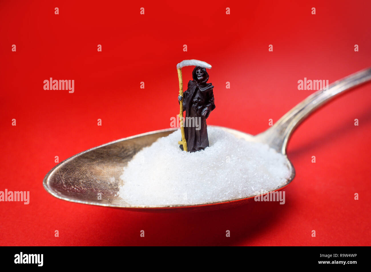 Grim Reaper Stands In Spoonful Of Cocaine As Metaphor Warning Of The Grim reaper stands in spoonful of cocaine as metaphor warning of the