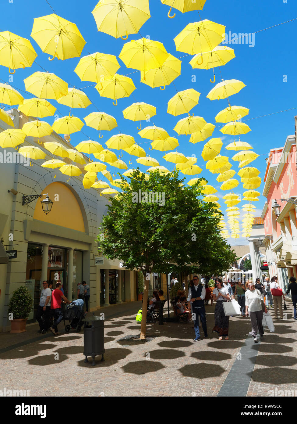 Castel Romano, Italy - May 2017: people walking and shopping at mall Stock Photo