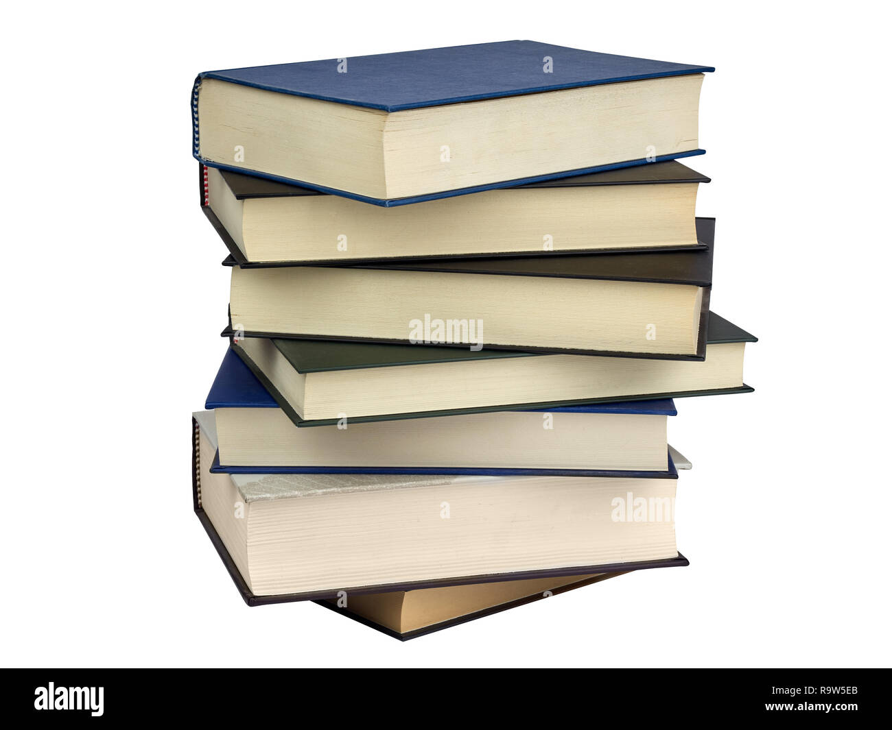 Stack hard cover books isolated on white Stock Photo