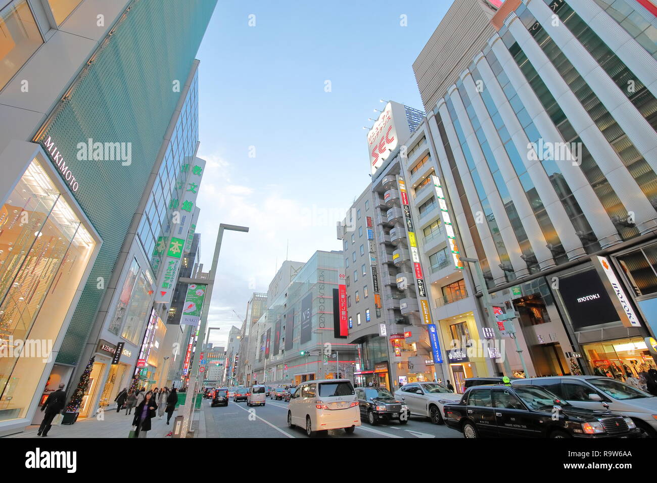 People visit Ginza shopping street in Ginza Tokyo Japan Stock Photo - Alamy
