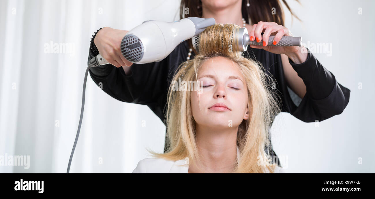 Woman Having Hair Done Stock Photos Woman Having Hair Done Stock