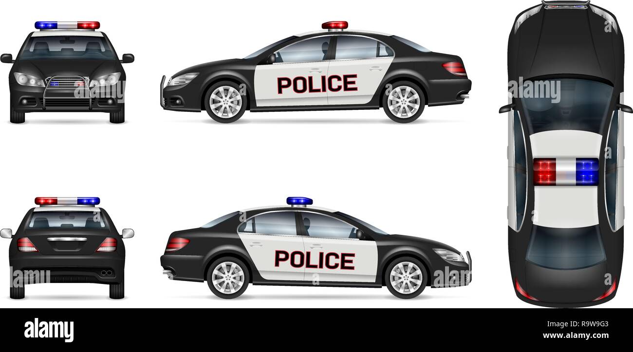 Police car vector mockup on white background. All elements in the groups on  separate layers for easy editing and recolor Stock Vector Image & Art -  Alamy