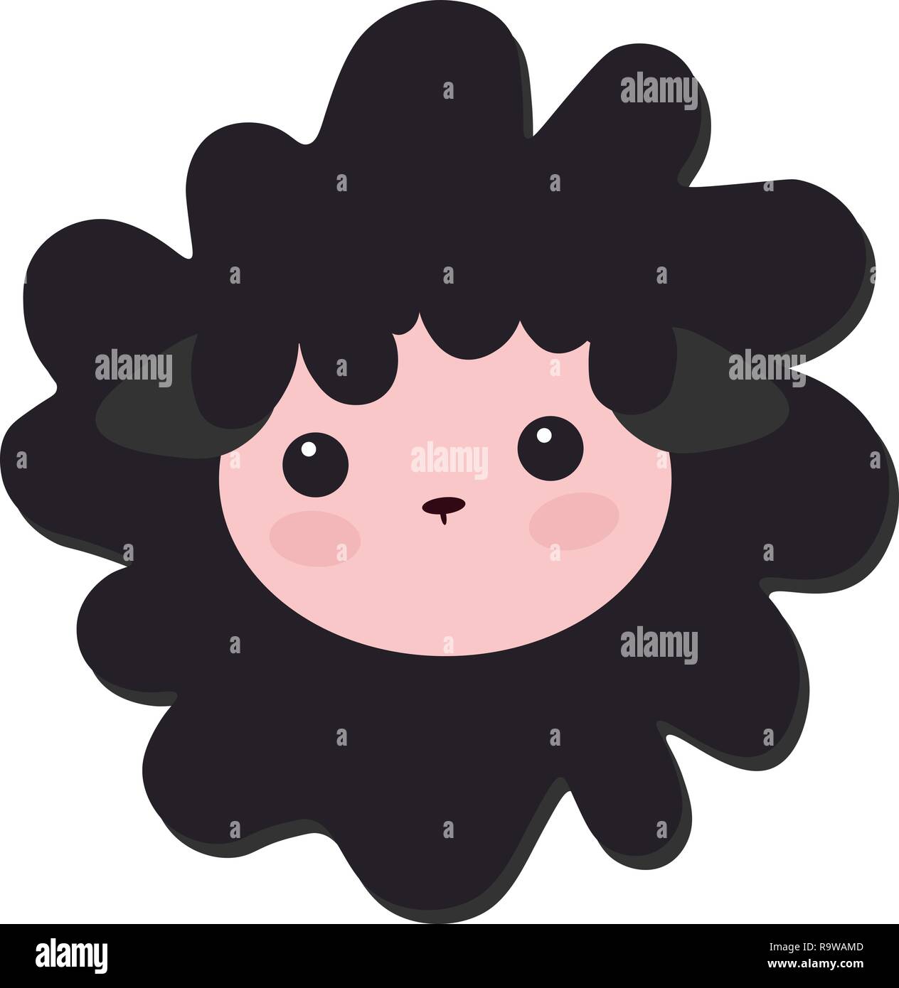 little black sheep, baby picture. Cute Vector Lamb Illustration. Stock Vector