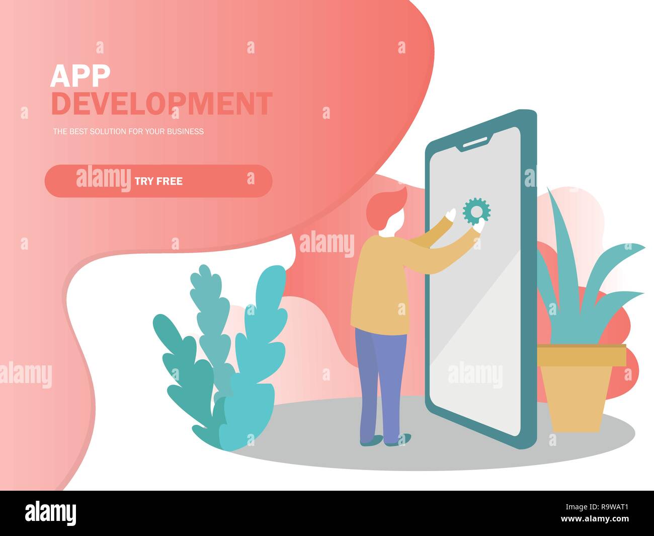 Mobile application development vector illustration. Smartphone interface Stock Vector