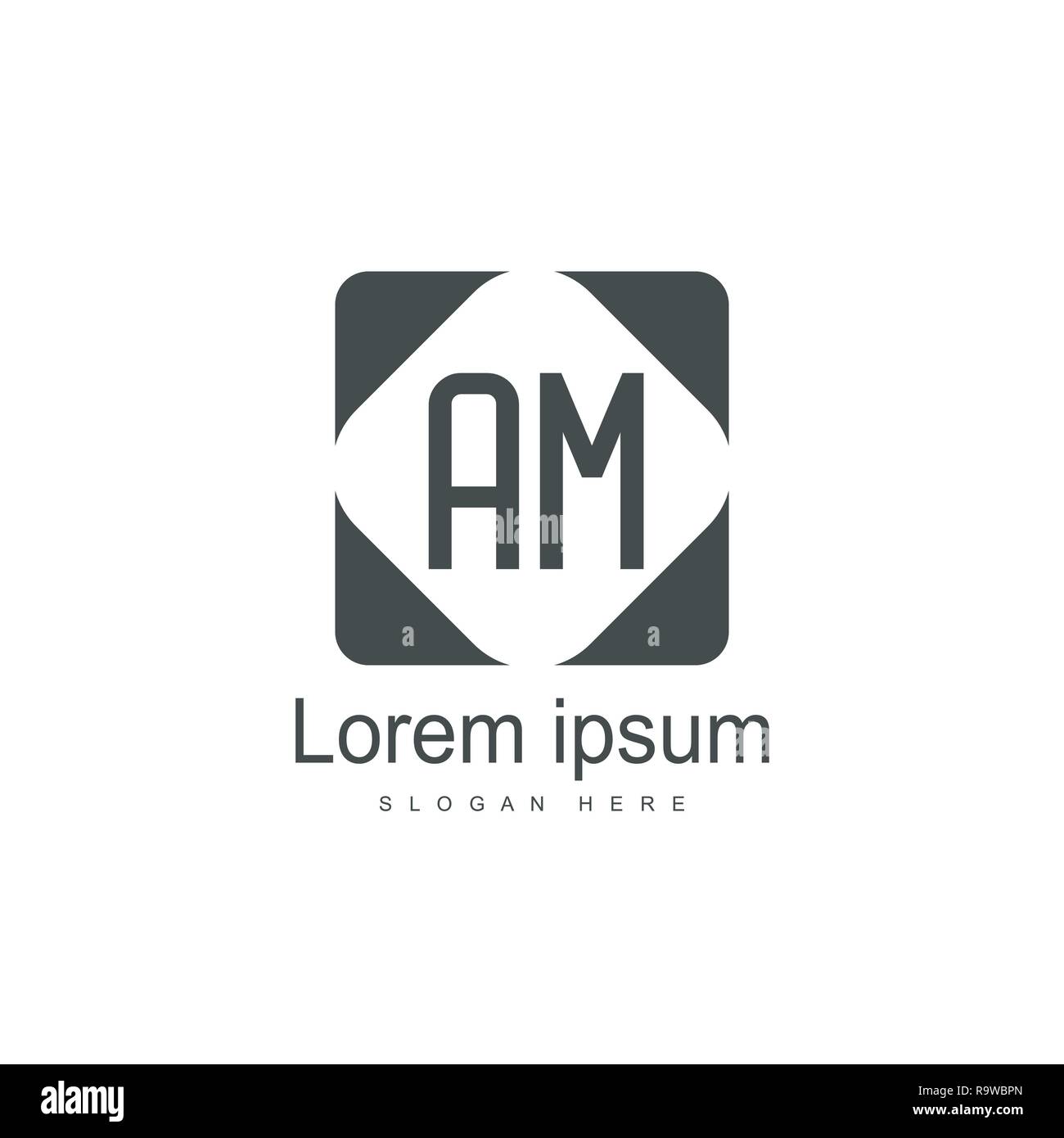 Initial Letter AM Logo Template Vector Design Stock Vector Image