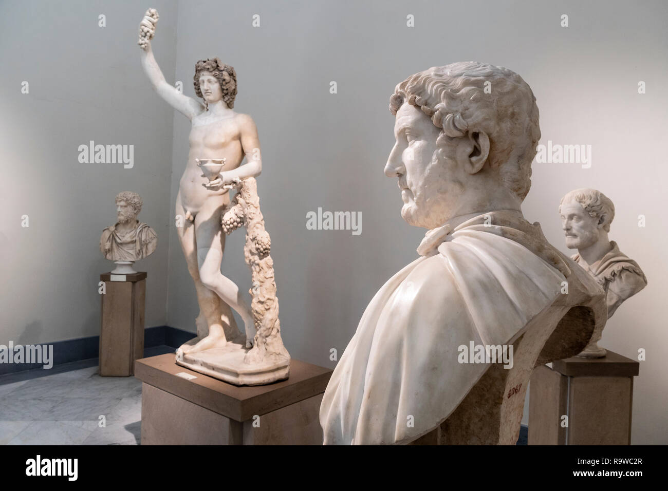 Roman period sculptures In the National Archaeological Museum at Naples, Italy. Stock Photo