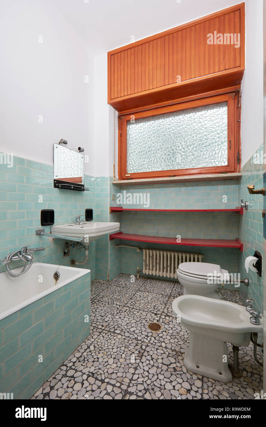 Simple bathroom in old apartment interior Stock Photo