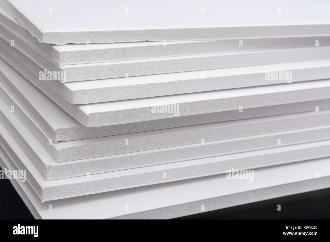 Stack of craft white foam board / Foamboard used for mounting images, modelmaking
