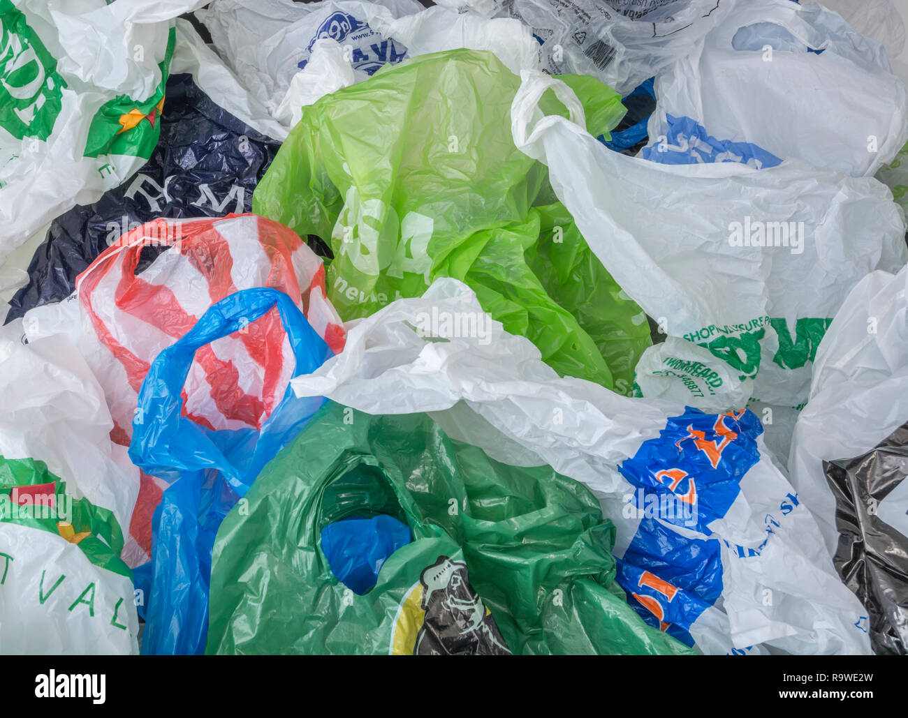 Multiple plastic shopping bags / carrier bags. For plastic bag tax, bag