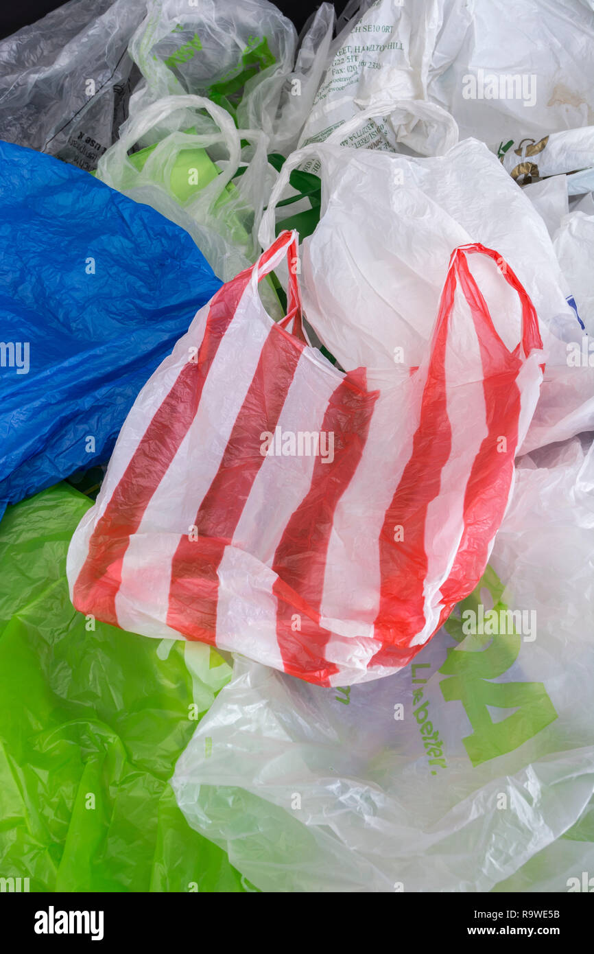 Multiple plastic shopping bags / carrier bags. For plastic bag tax, bag