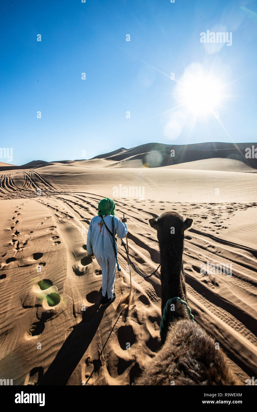 Reportage of the Maroccan desert with people, landscape, building and traditions Stock Photo