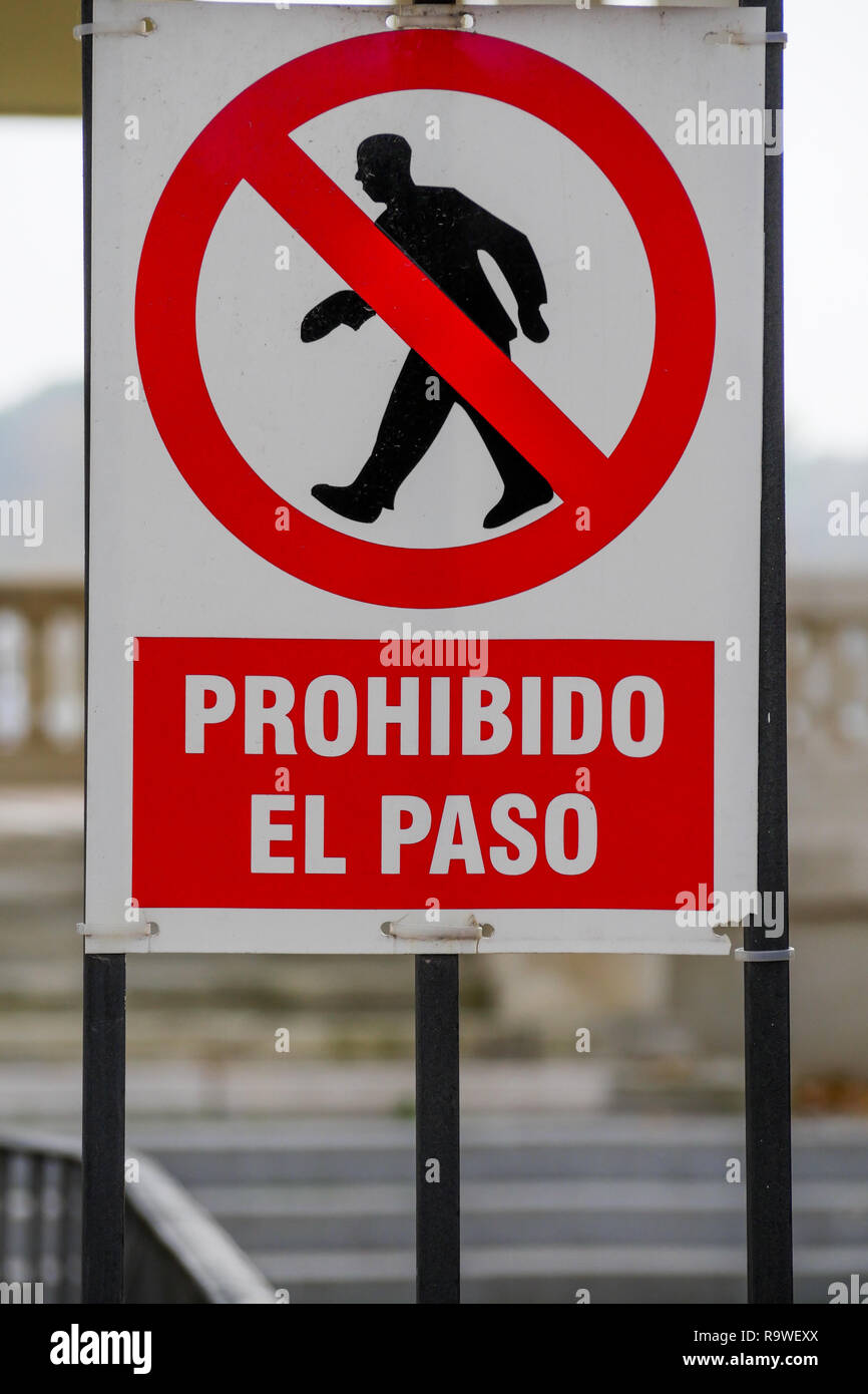 Prohibited passage, Madrid, Spain Stock Photo