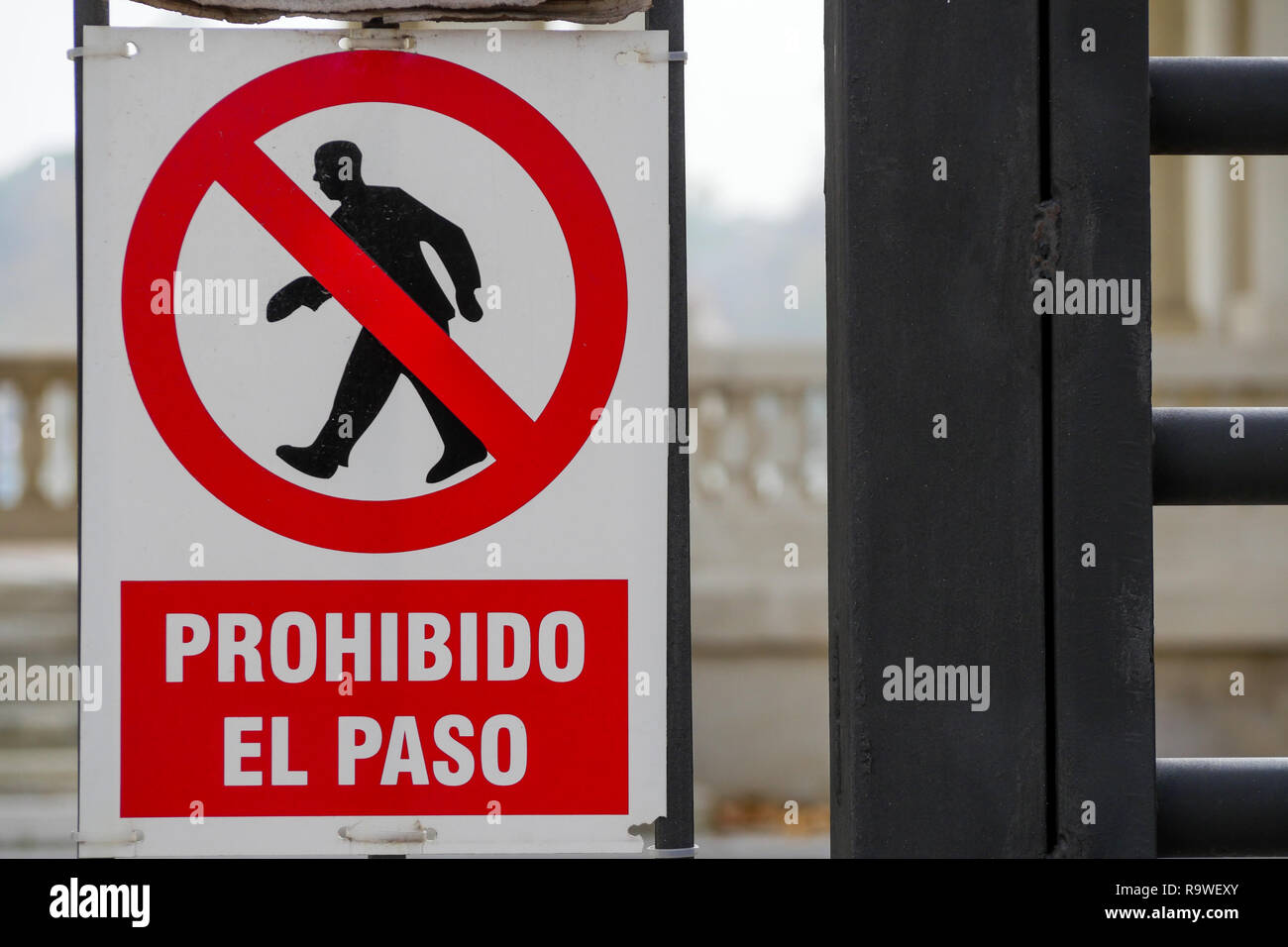 Prohibited passage, Madrid, Spain Stock Photo