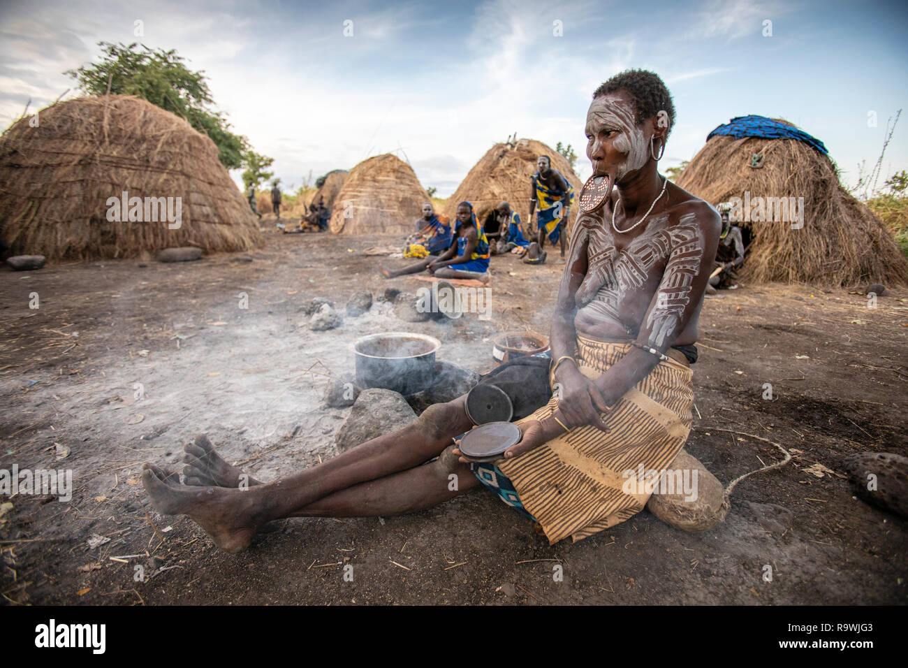 Mursi Tribe of Omo Valley, Ethiopia Stock Photo