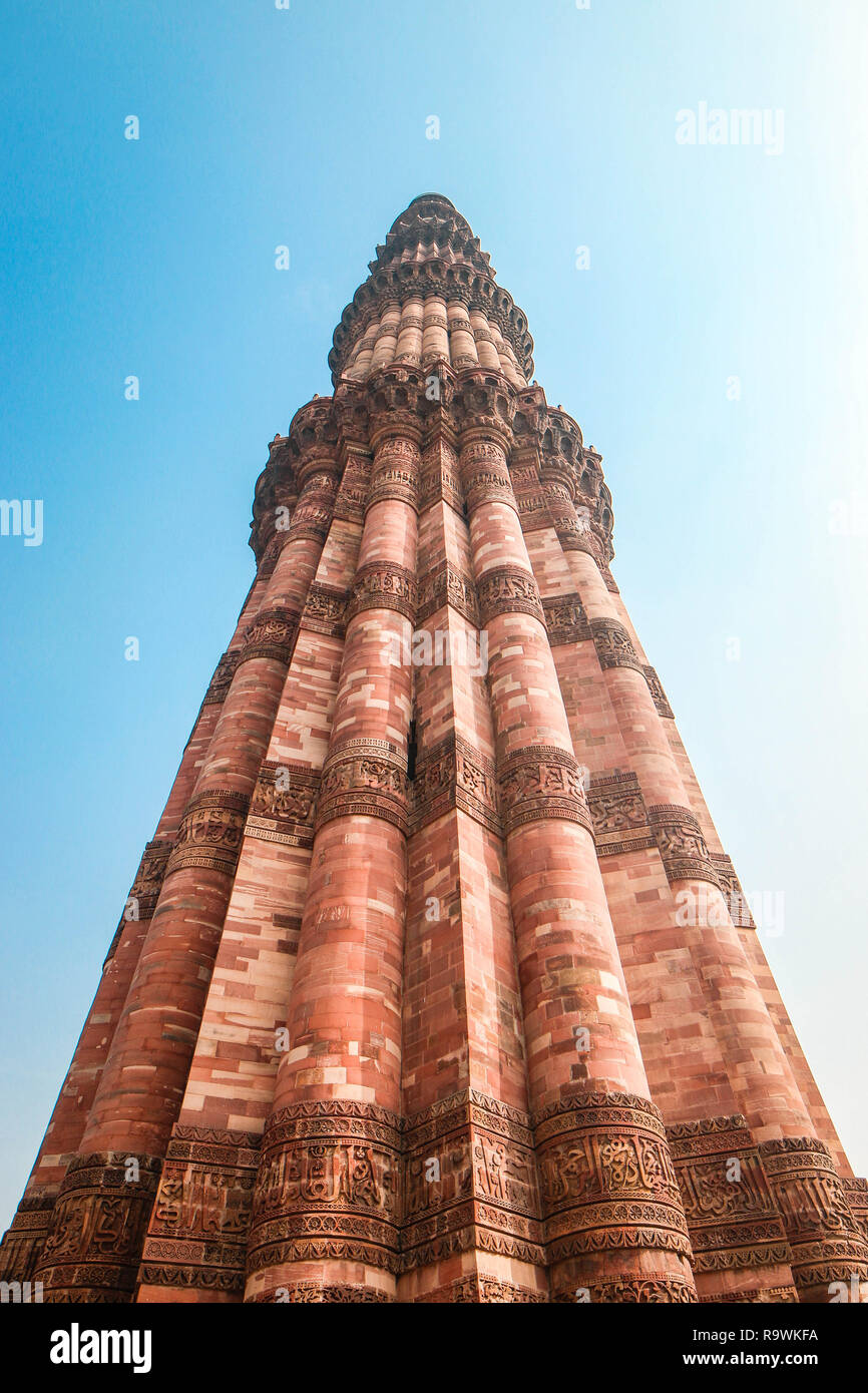 UNESCO World Heritage Site - Qutub Minar in New Delhi Stock Photo