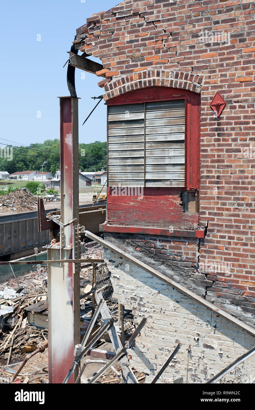 The 2012 demolition of the original Murray Turbine factory in Burlington, Iowa. A new facility