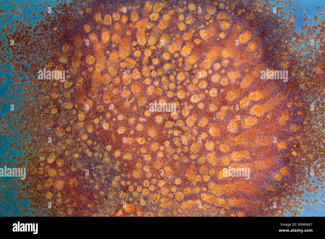 Detail of the rust stains on the metal surface Stock Photo