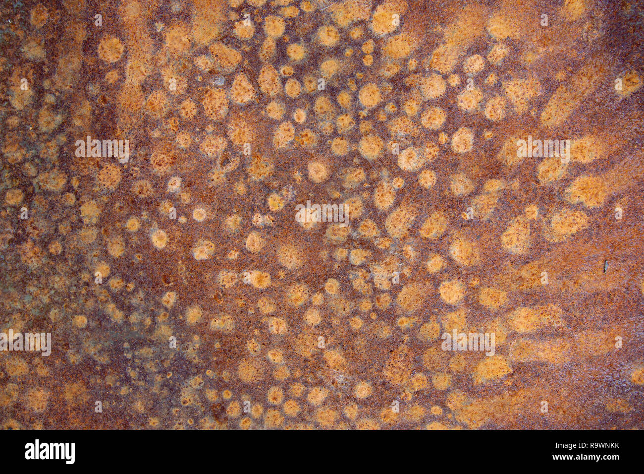 Detail of the rust stains on the metal surface Stock Photo
