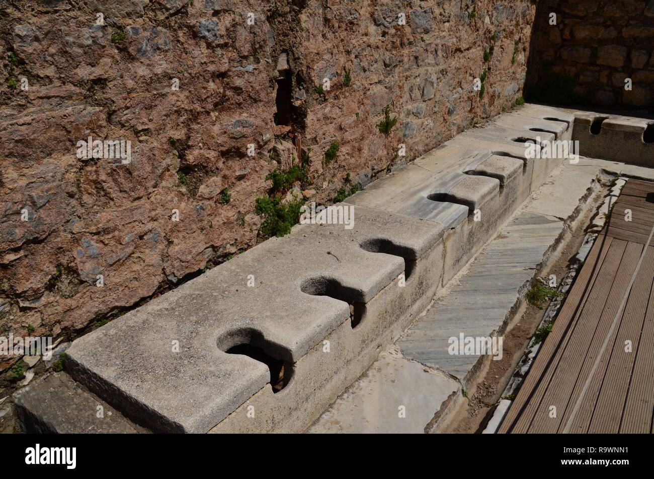 A roman toilet in Ephesus Stock Photo