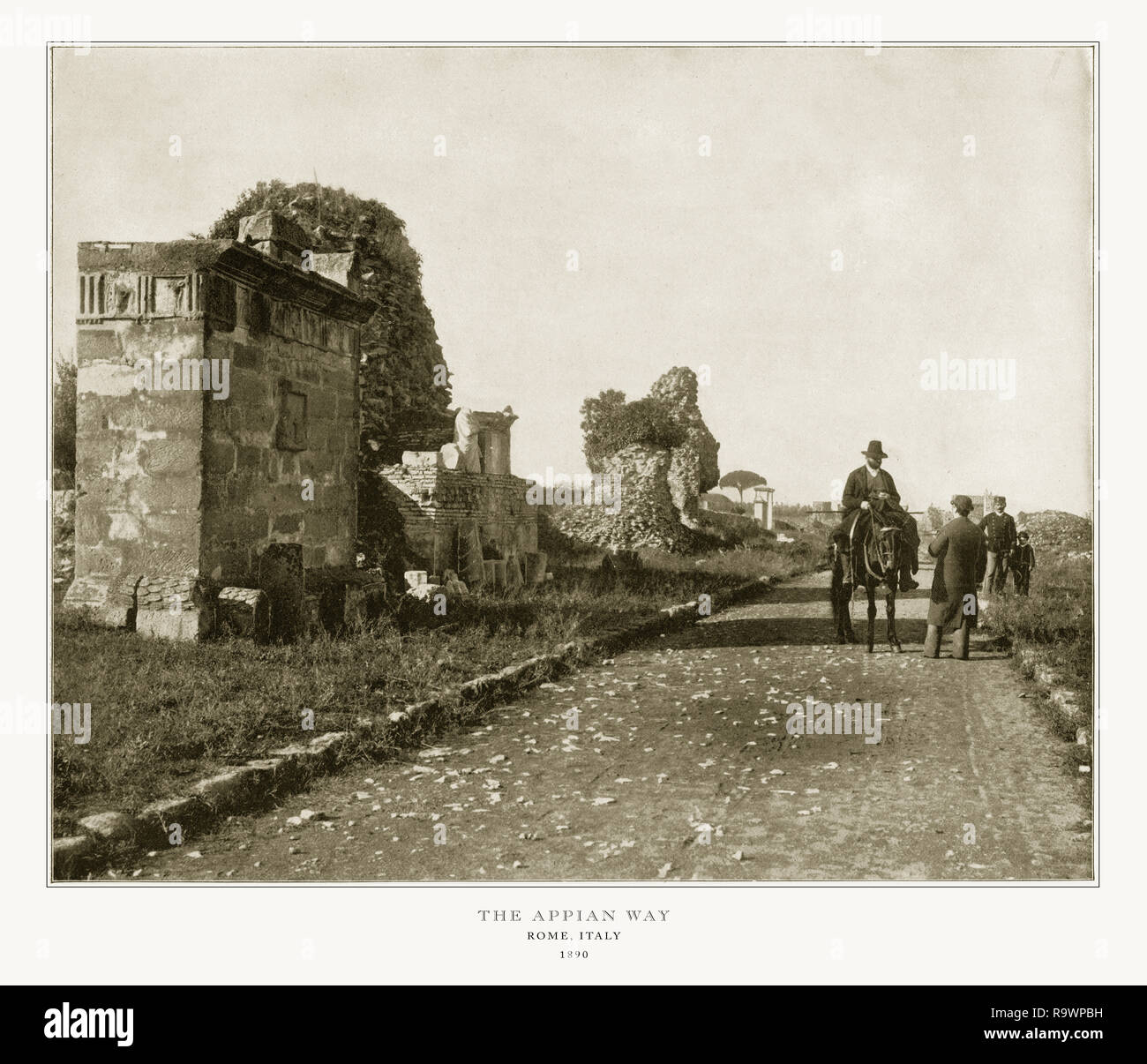 Rome, Italy, The Appian Way, Antique Italian Photograph, 1893 Stock ...