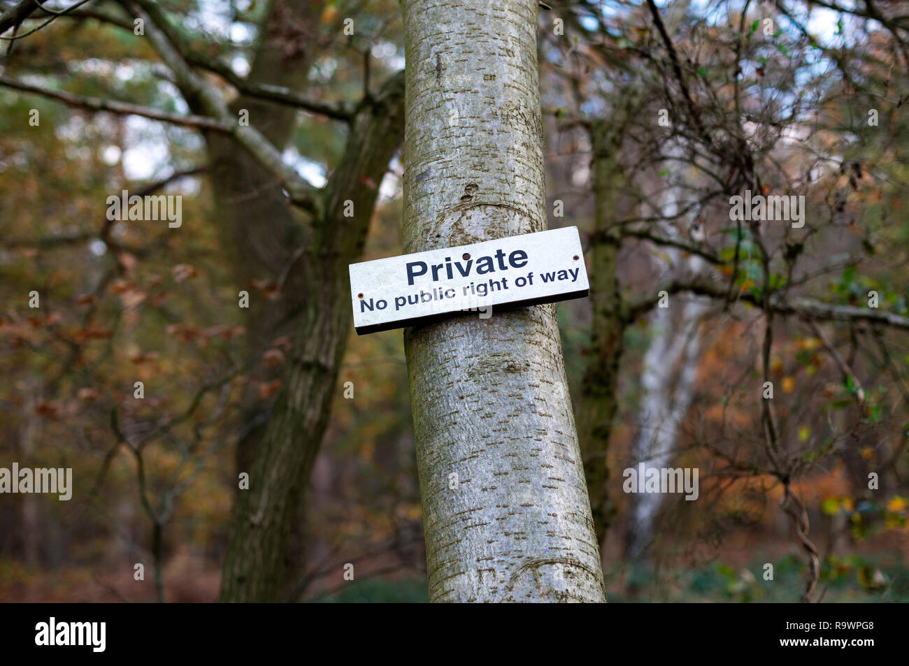 Private no public right of way sign, Butley, Suffolk, UK. Stock Photo