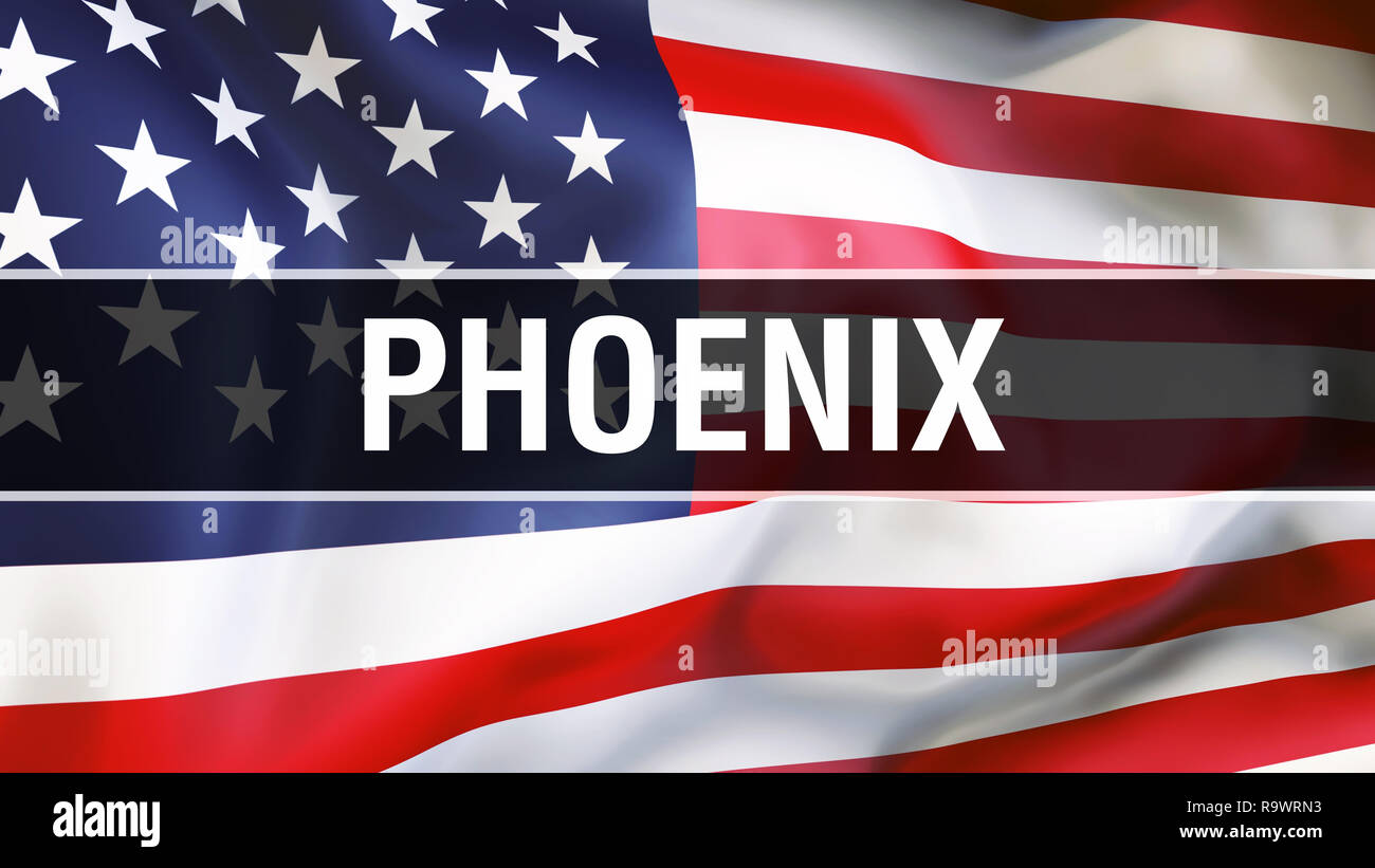 Phoenix city on a USA flag background, 3D rendering. United states of