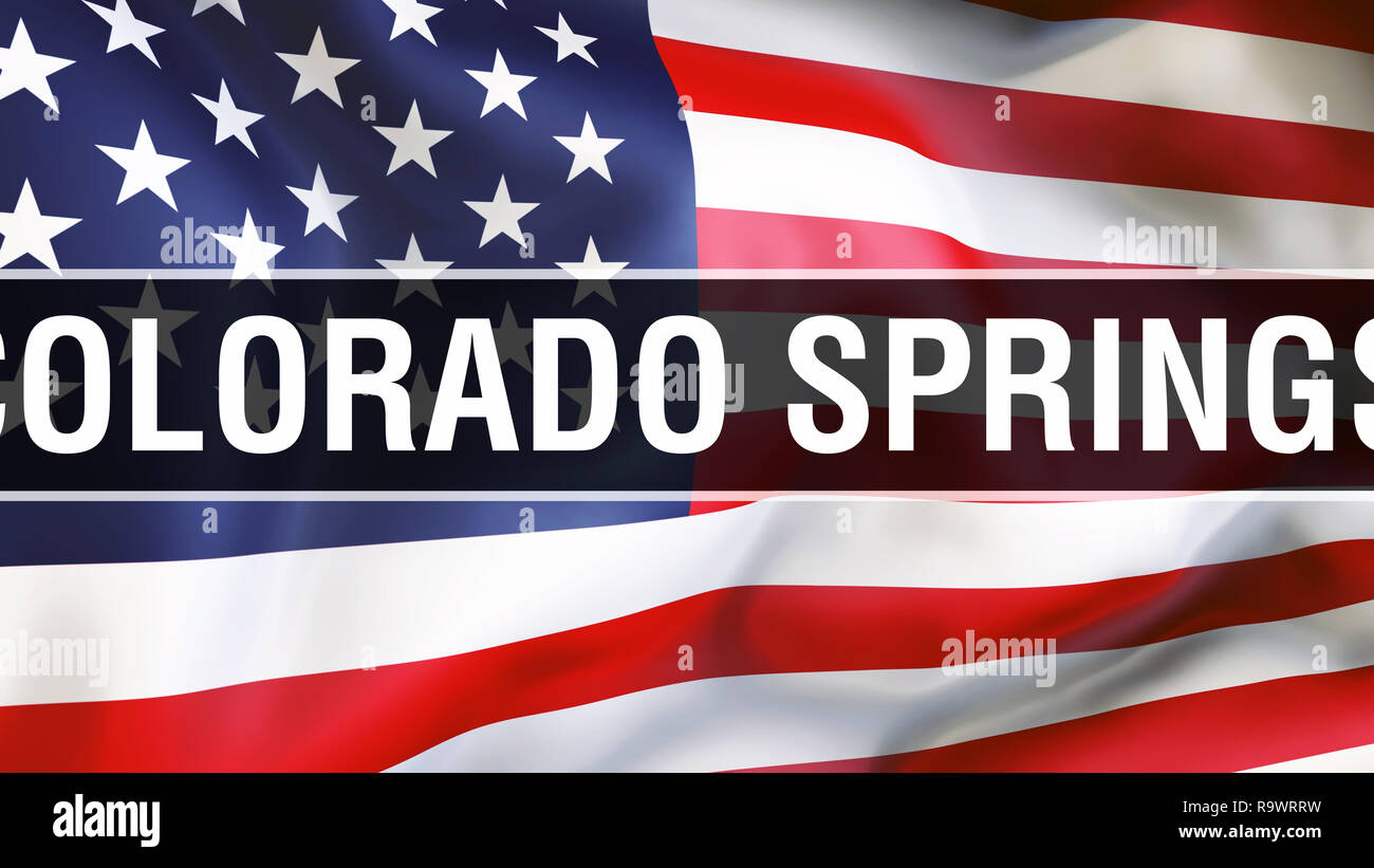 Colorado Springs city on a USA flag background, 3D rendering. United ...