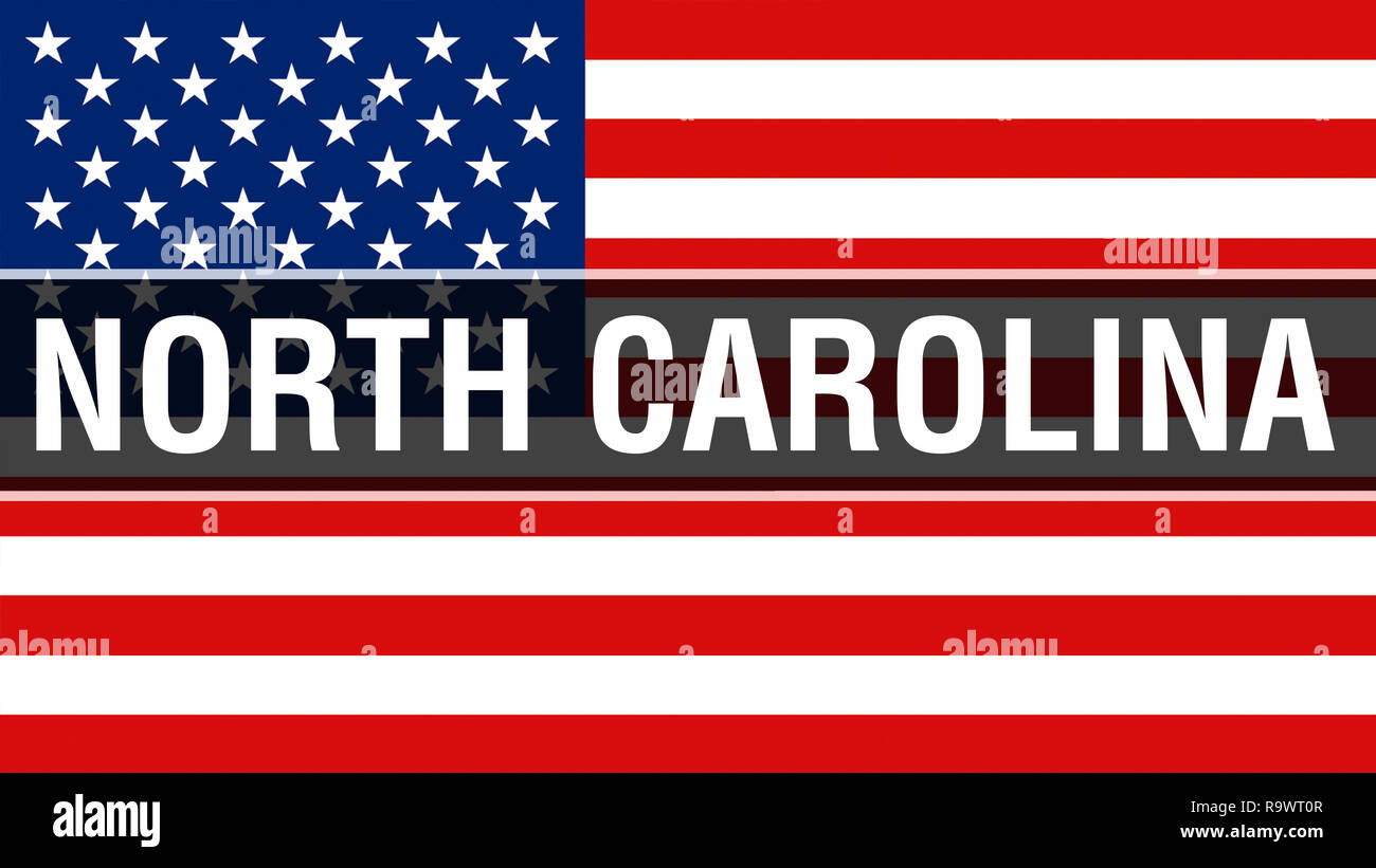 North Carolina state on a USA flag background, 3D rendering. United ...