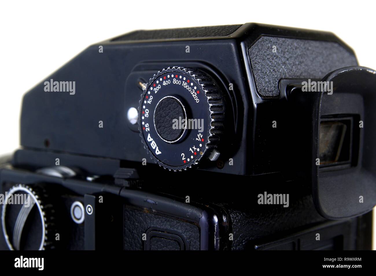 Close up shot of the ISO or ASA rating and exposure compensation dial