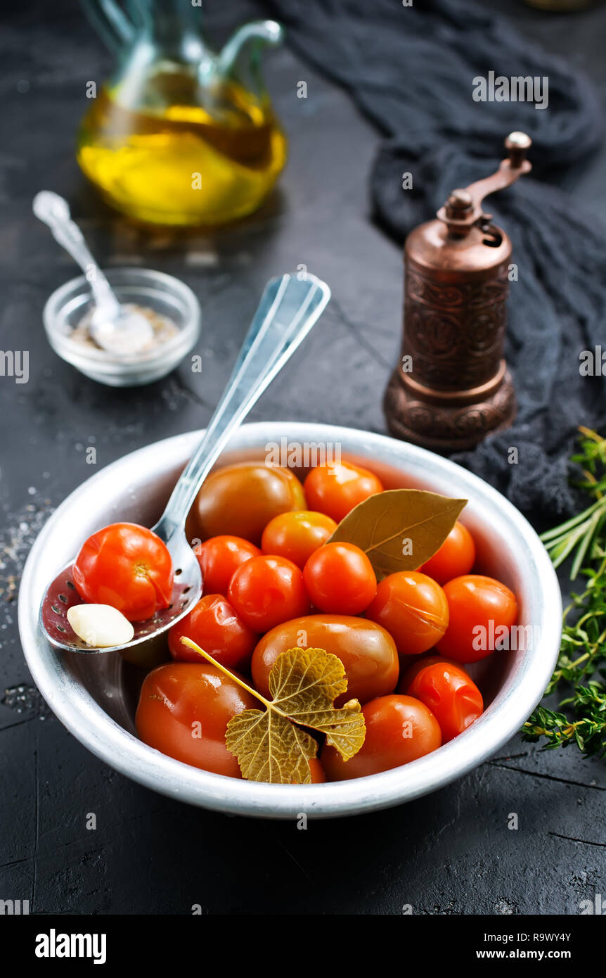 Homemade pickled tomatoes, pickled tomato in bowl Stock Photo Alamy