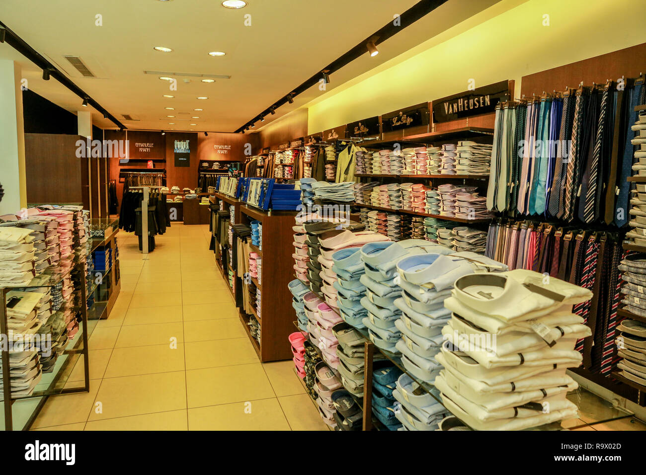 COLOMBO, SRI LANKA SEPTEMBER 25, 2018 Wide View of Menswear Clothes