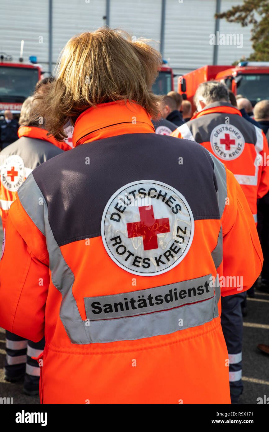 Rescue Workers, Rescue Service, Volunteers, Aid Organizations, German Red Cross, Stock Photo
