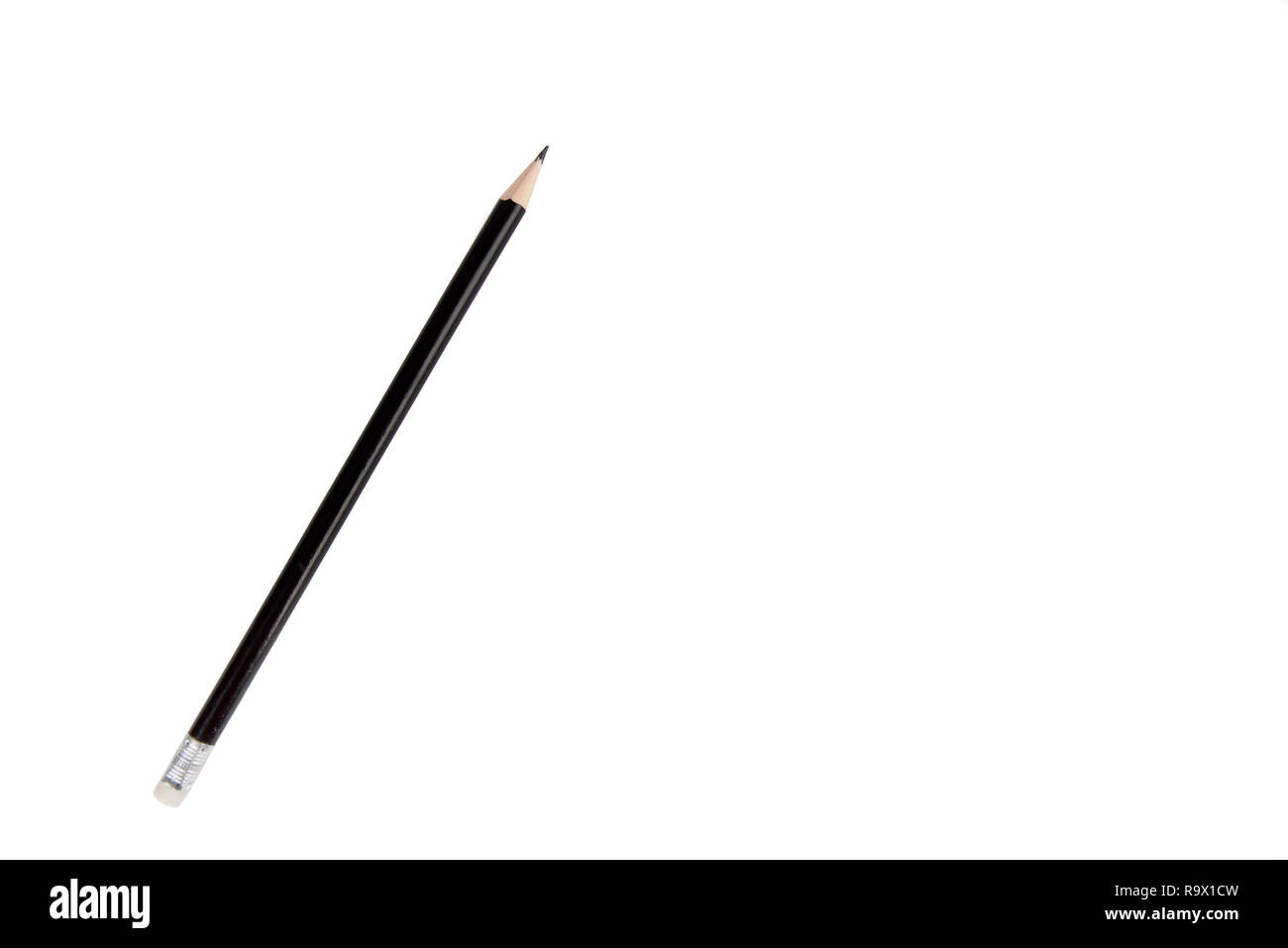 Black pencil with eraser isolated on white background Stock Photo Alamy