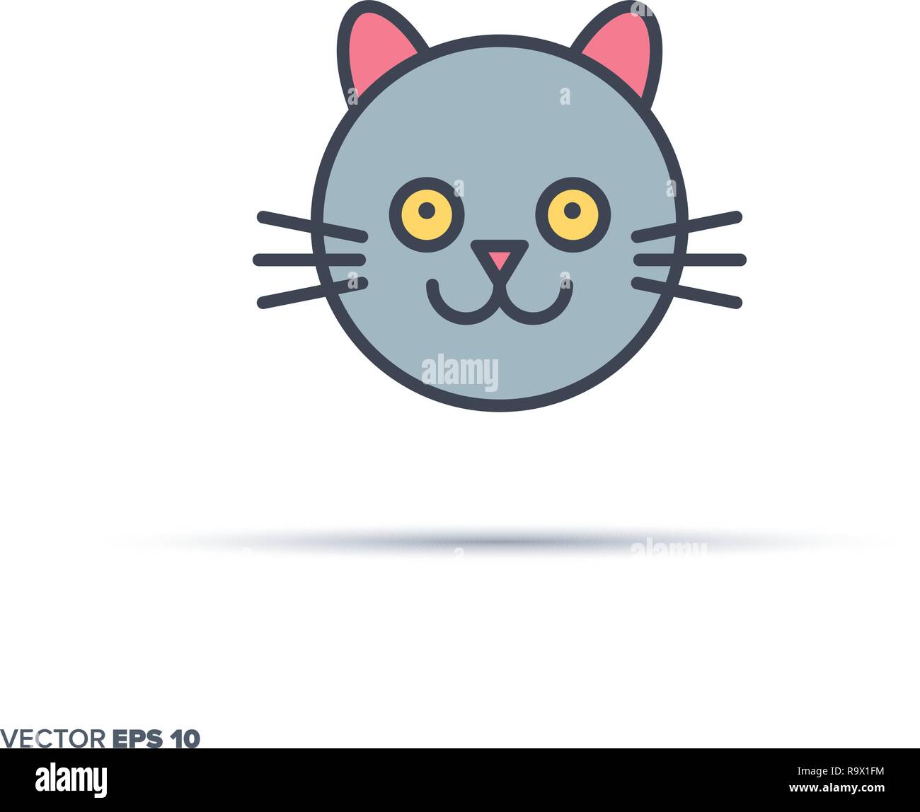 Cute cat icon. pink cat icon on white background. happy cat icon standing  and modern for illustration., Stock vector