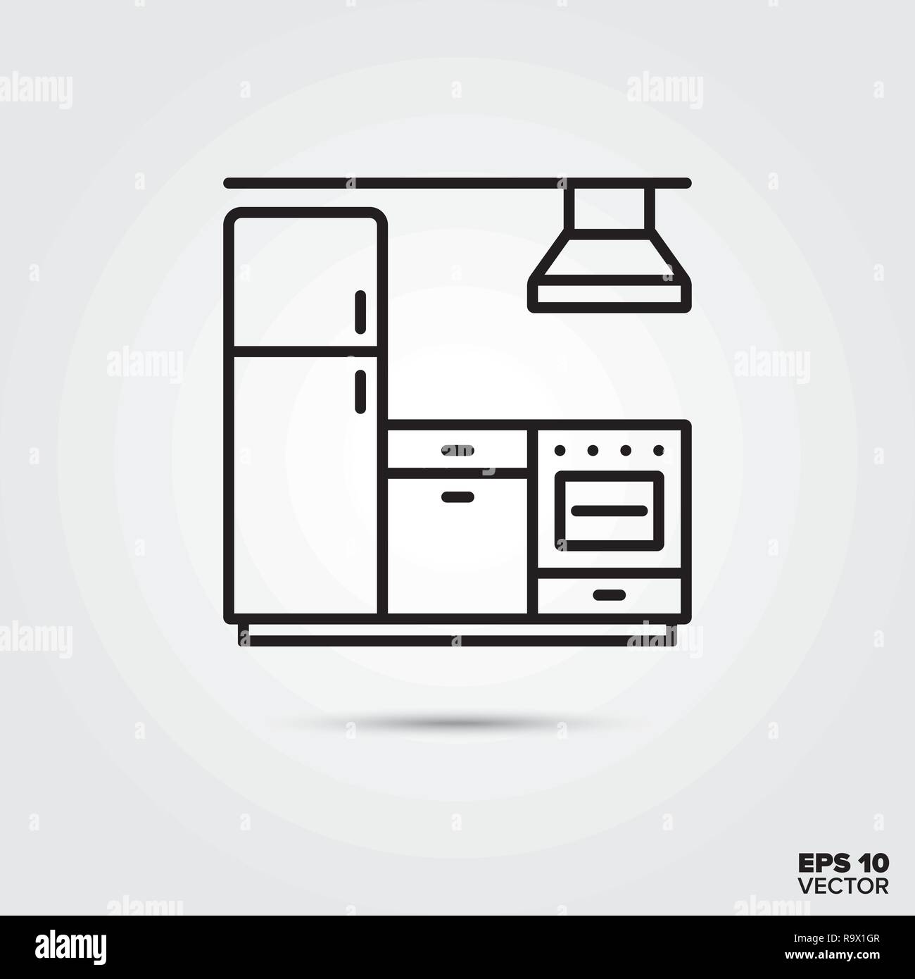 Kitchenette line icon vector illustration. Home decoration and interior symbol. Stock Vector