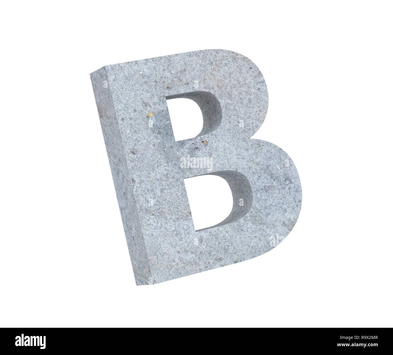 Concrete Capital Letter - B isolated on white background. 3D render Illustration Stock Photo