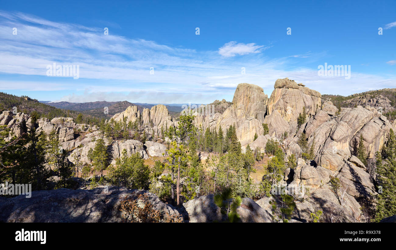 Panoramic view of Black Hills National Forest landscape, South Dakota, USA. Stock Photo