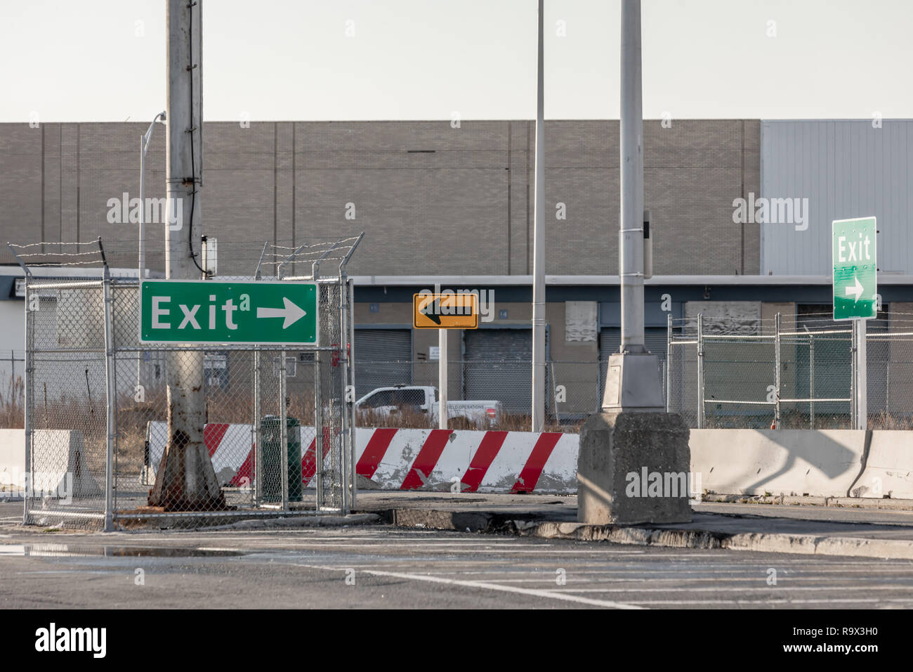 Directional signs at JFK Airport parking lot Stock Photo