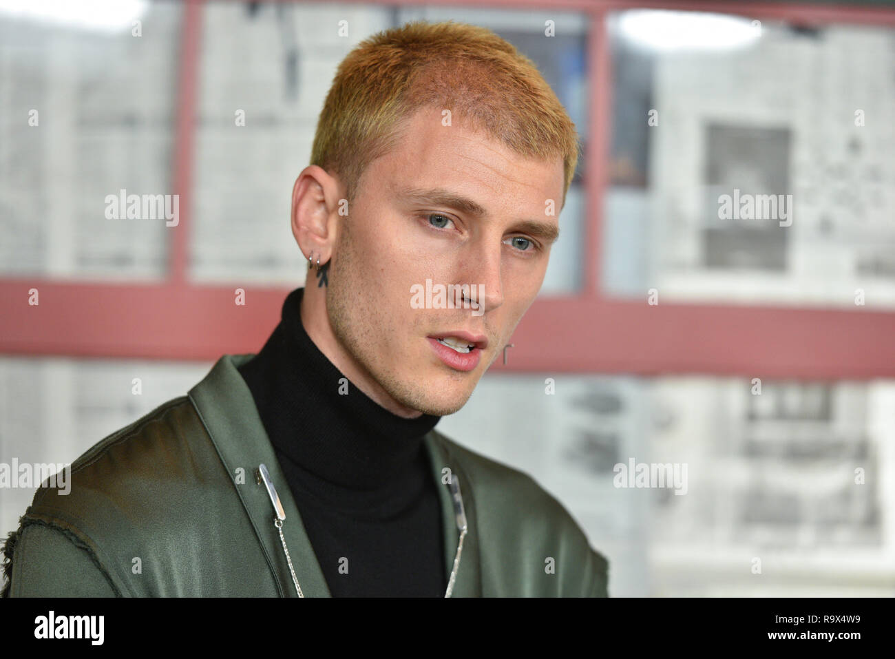 Colson Baker aka Machine Gun Kelly attends the New York screening of 'Bird Box' at Alice Tully Hall, Lincoln Center on December 17, 2018 in New York C Stock Photo