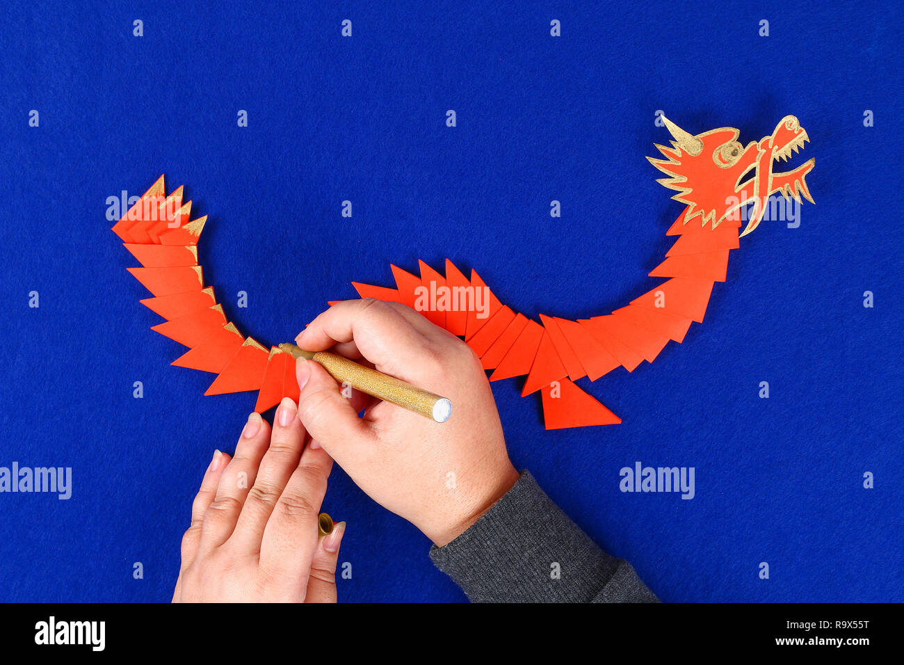 Diy Chinese Dragon On Blue Background Gift Ideas Decor