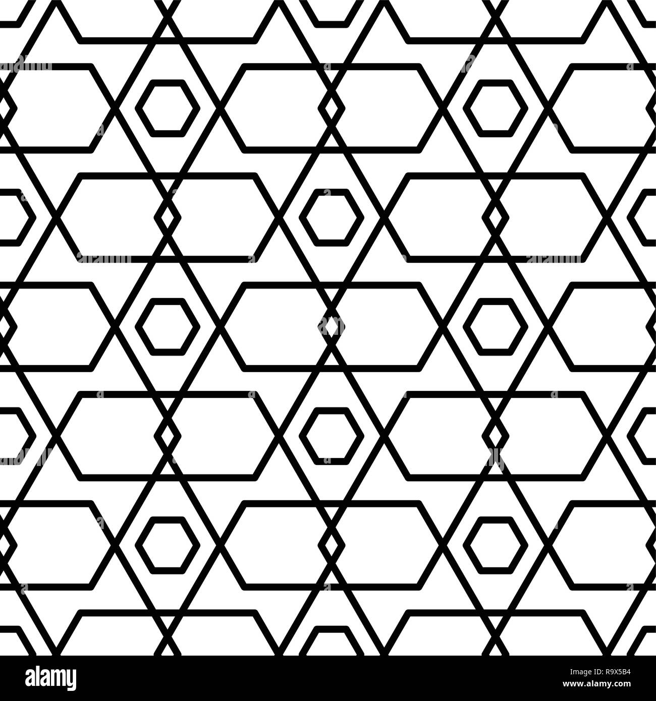 Vector geometric pattern in black and white style on a white background. Stock Vector