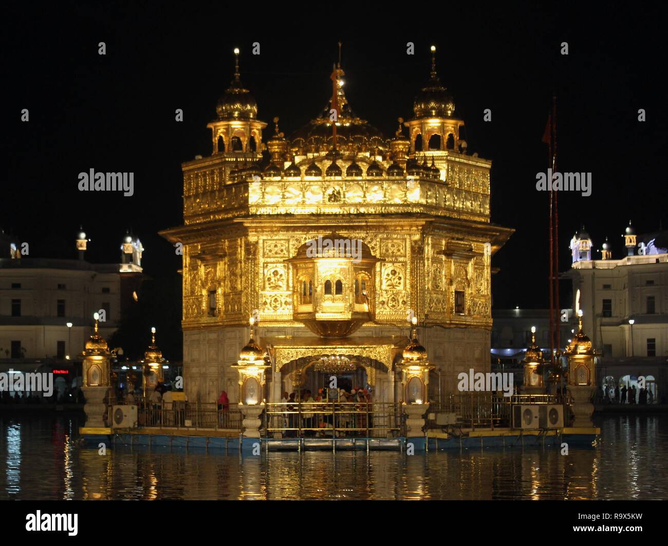 Golden temple at night Stock Photo