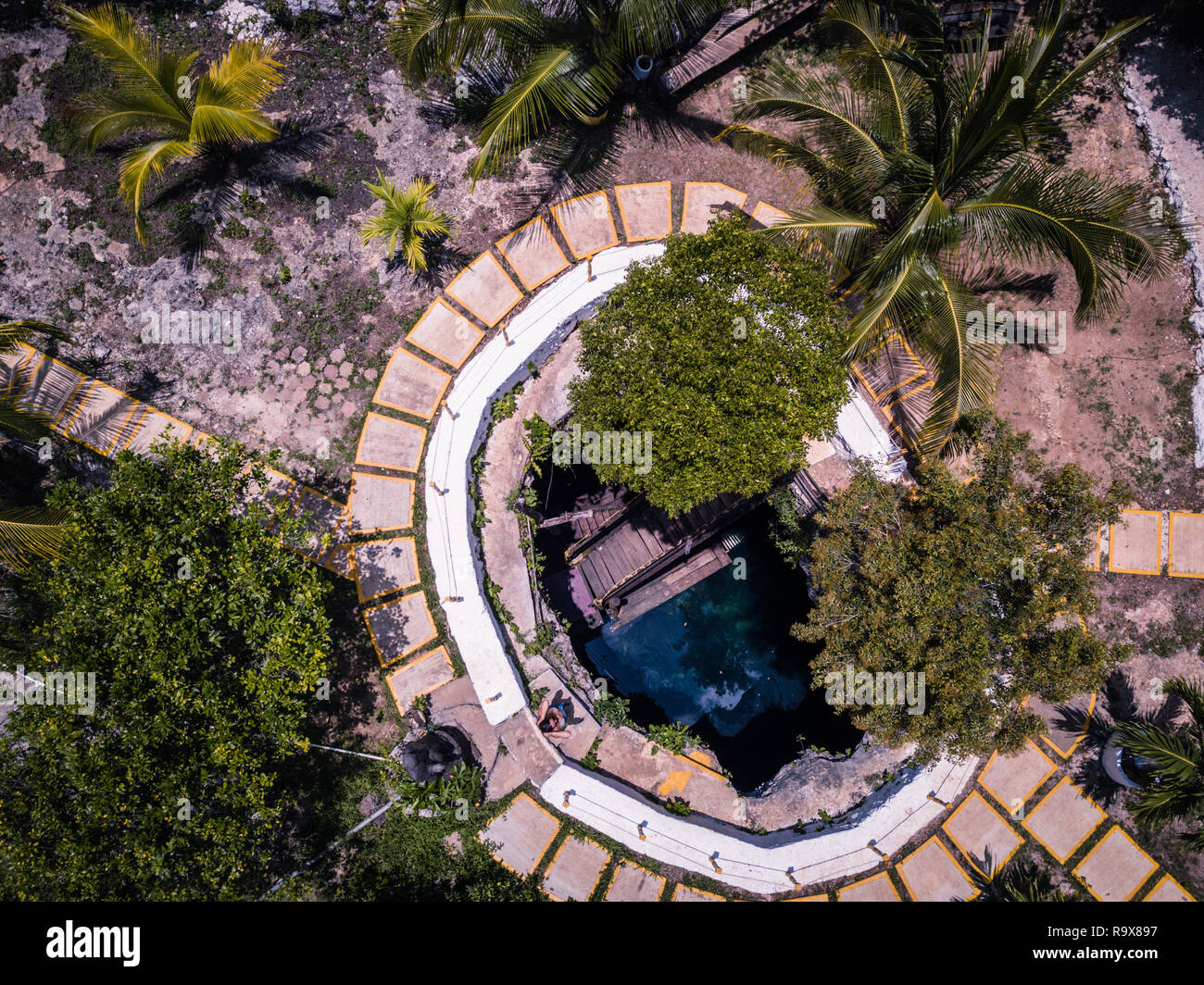 Mexico Drone Cenotes Stock Photo